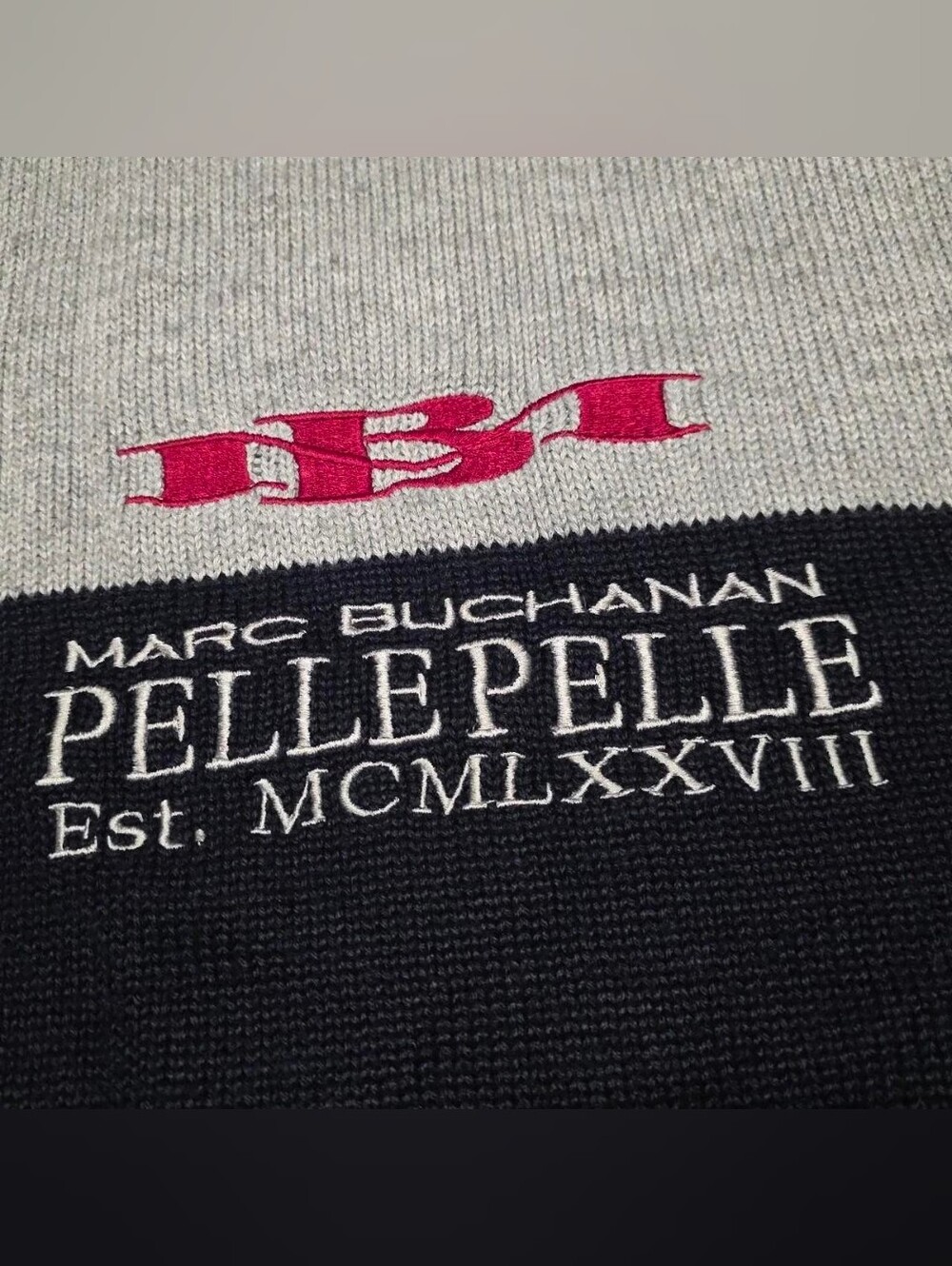 Vintage Pelle Pelle Marc Buchanan Knit Sweater 90s Y2K Embroidered Wool Blend XL - Picture 6 of 8